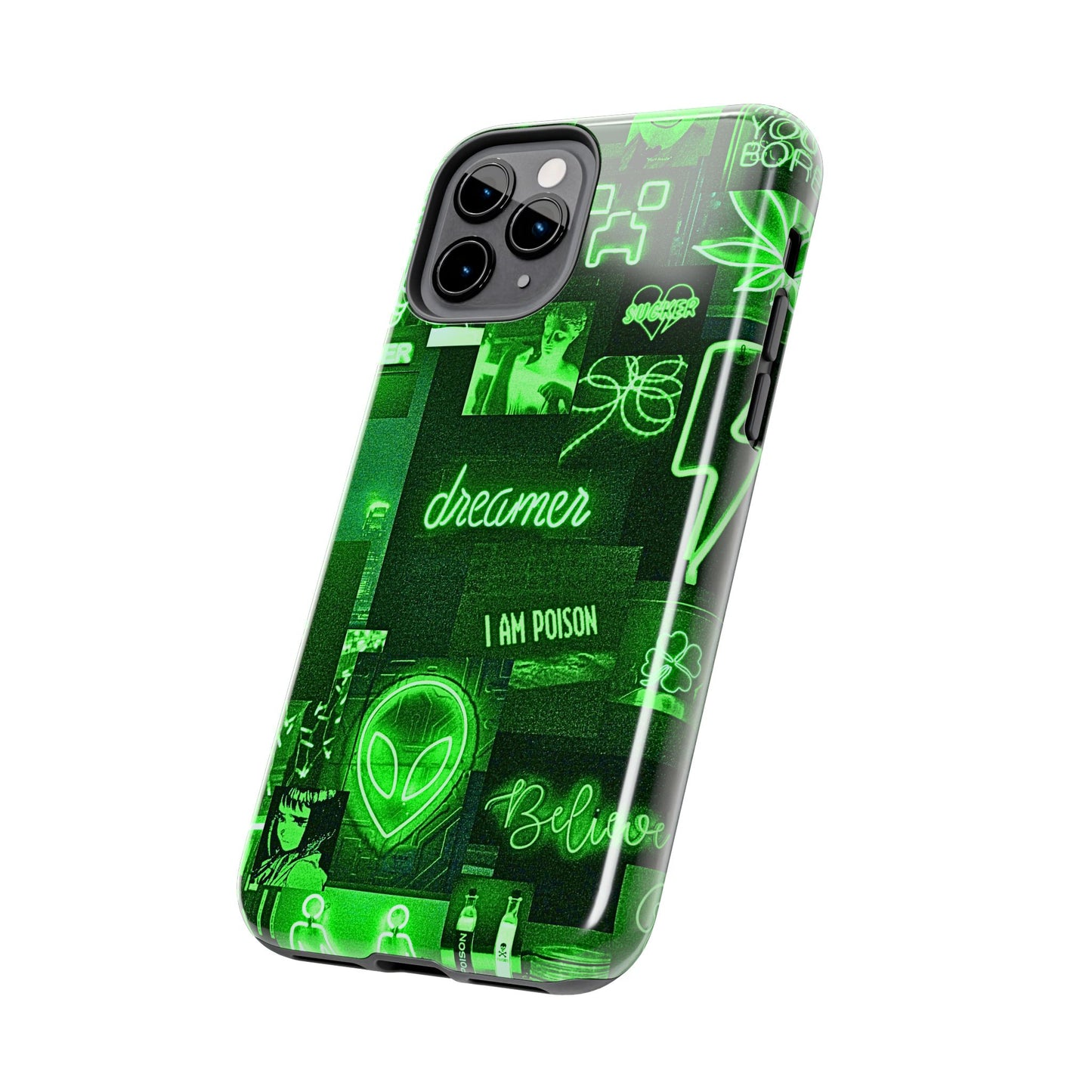 Green Neon Style Tough Phone Case | Aesthetic