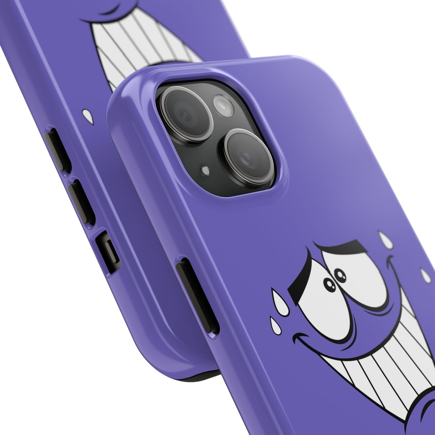 Awkward Nervous Cartoon Face Purple Background Tough Phone Case | Funny