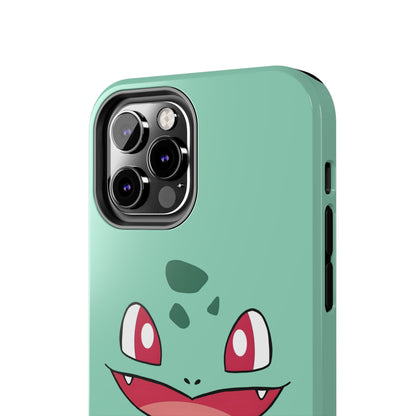 Green Leaf Dino Smile Red Eyes Cute Creature Tough Phone Case | Anime