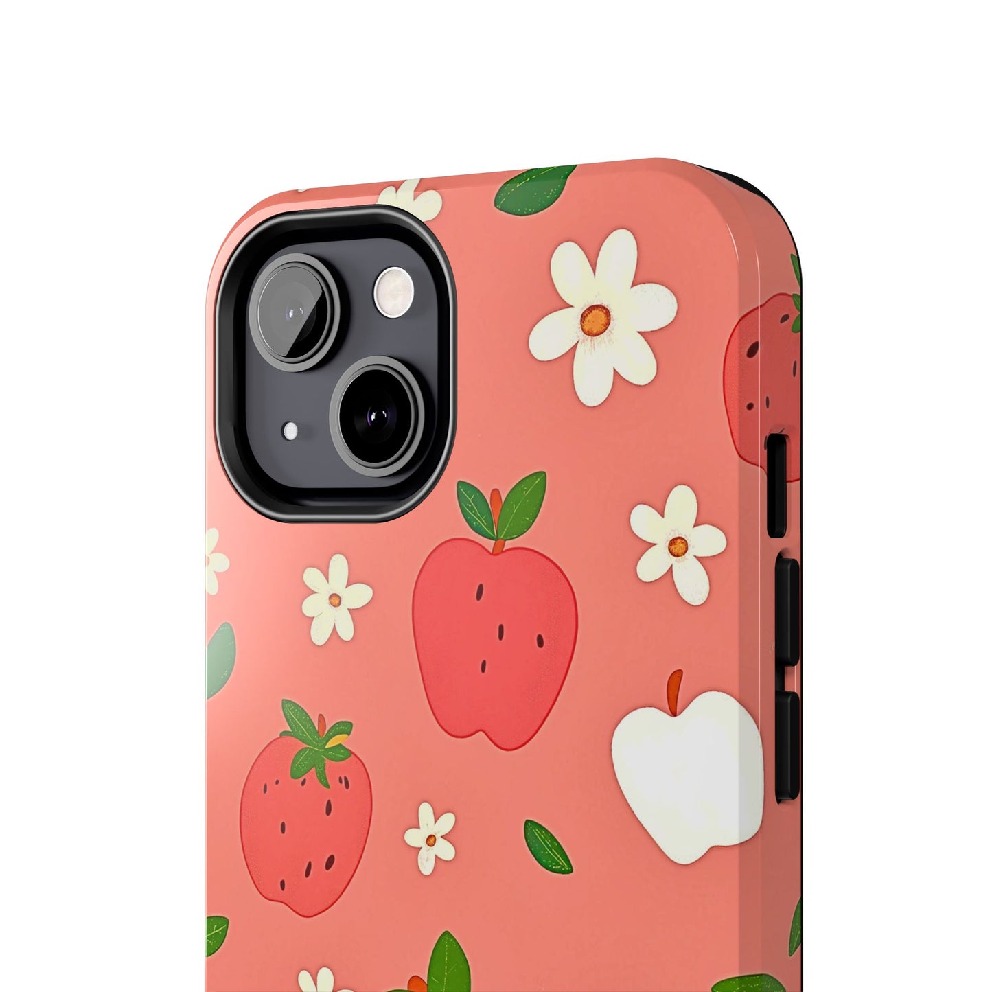 Strawberry Apple Flower Pattern Pink Tough Phone Case | Aesthetic
