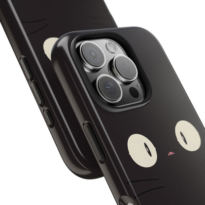 Adorable Black Cat Face and Eyes Minimal Tough Phone Case | Animals