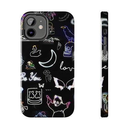 Funda resistente para teléfono estilo neón blanco | Estética