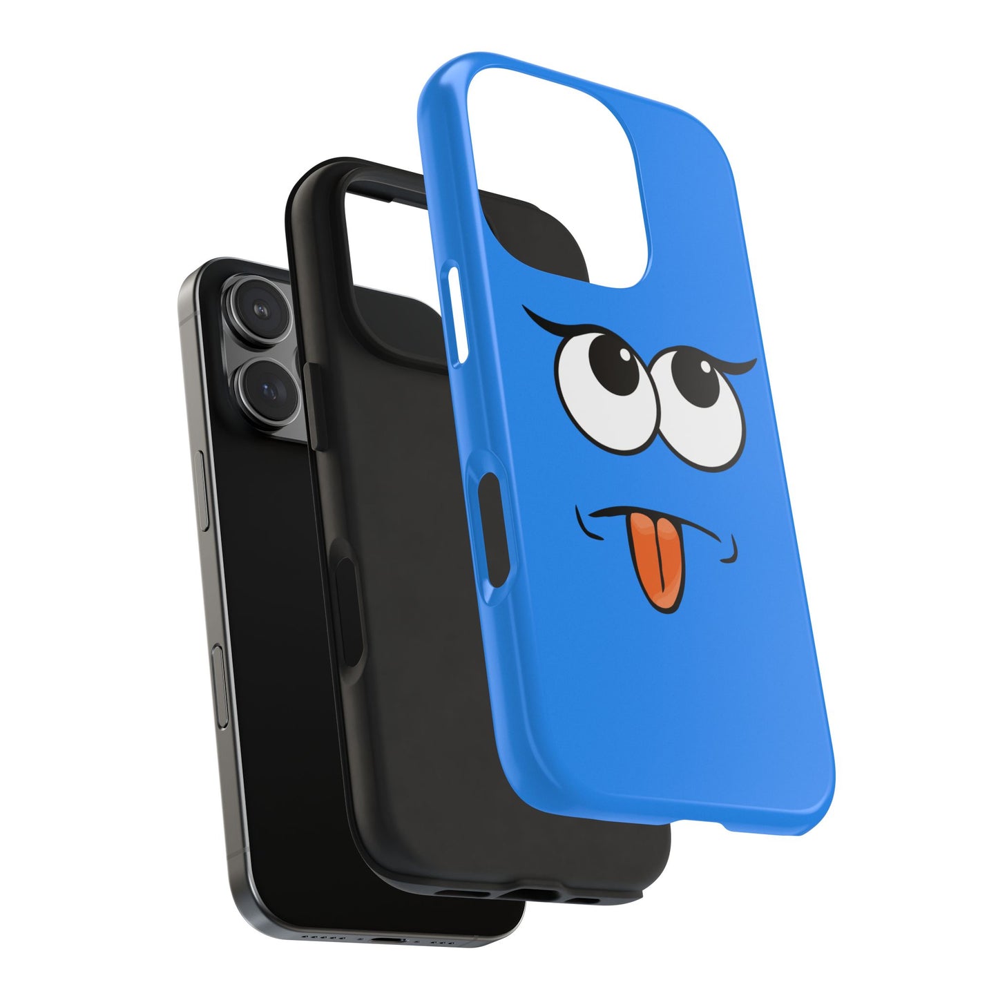 Silly Tongue Out Cartoon Face Blue Background Tough Phone Case | Funny