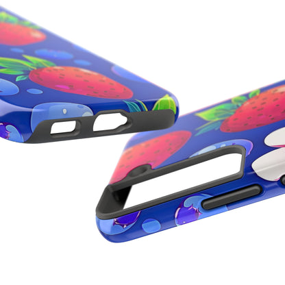 Cute Blueberry Strawberry Fruit Pattern Tough Phone Case | Aesthetic