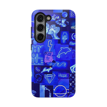 Blue Neon Style Tough Phone Case | Aesthetic