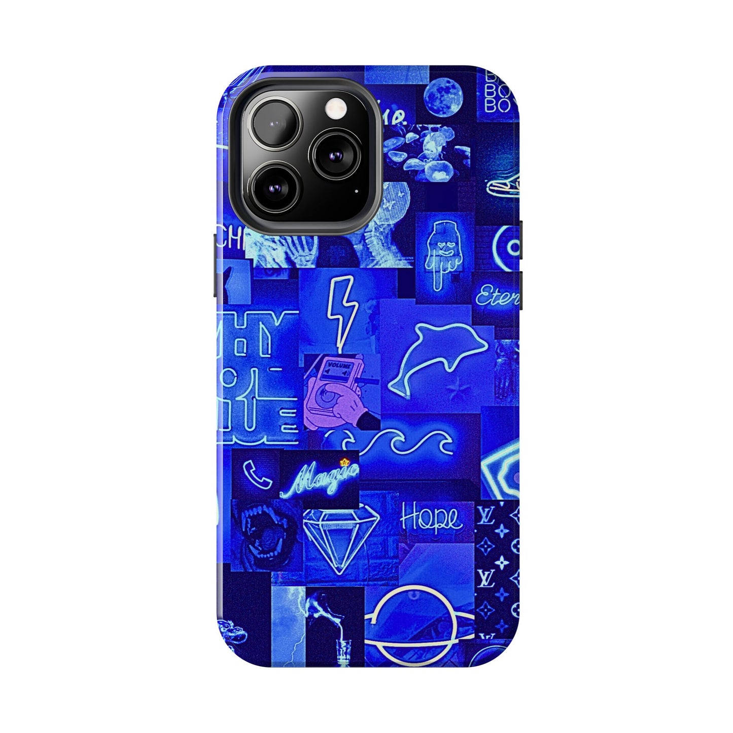 Blue Neon Style Tough Phone Case | Aesthetic