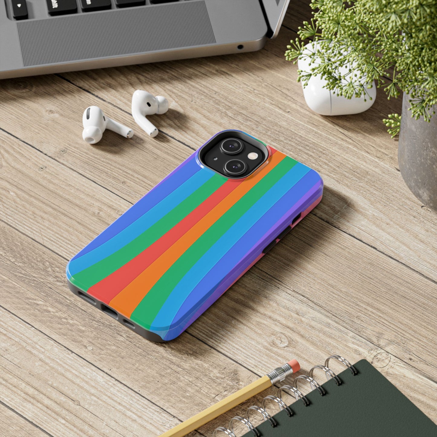 Funda resistente para teléfono con líneas de arcoíris hippies | Estética