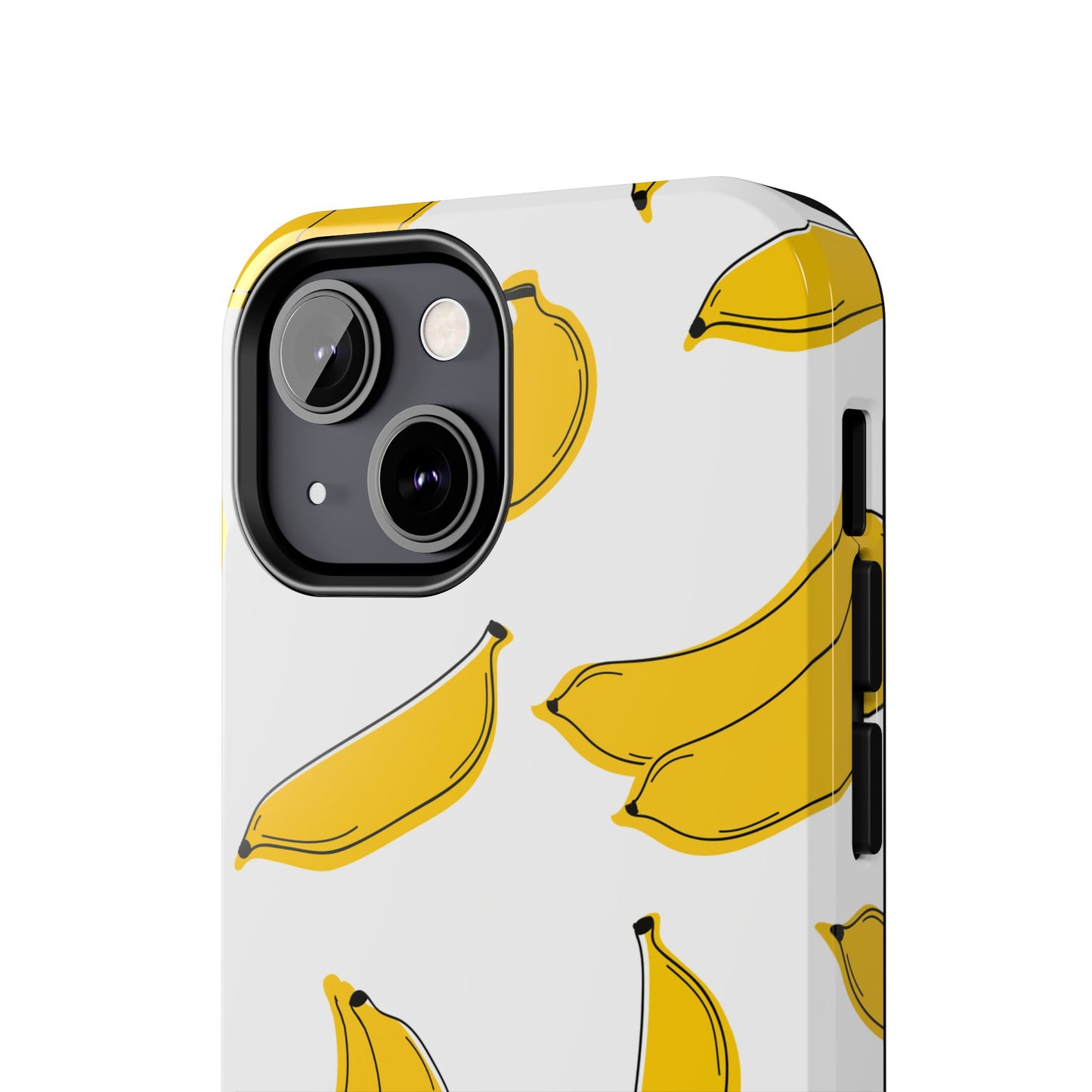 Bold Yellow Banana Pattern Minimal Line Art Tough Phone Case | Food