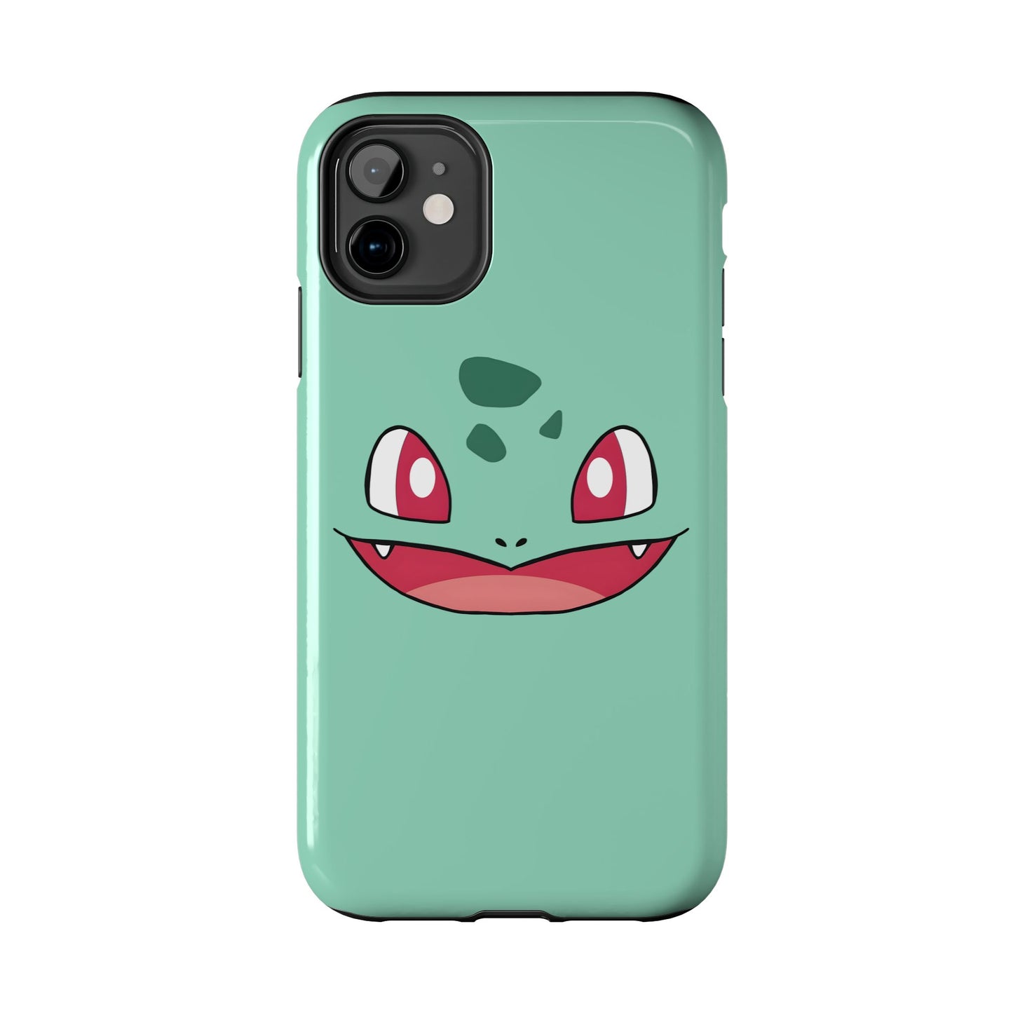 Green Leaf Dino Smile Red Eyes Cute Creature Tough Phone Case | Anime