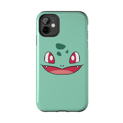 Green Leaf Dino Smile Red Eyes Cute Creature Tough Phone Case | Anime