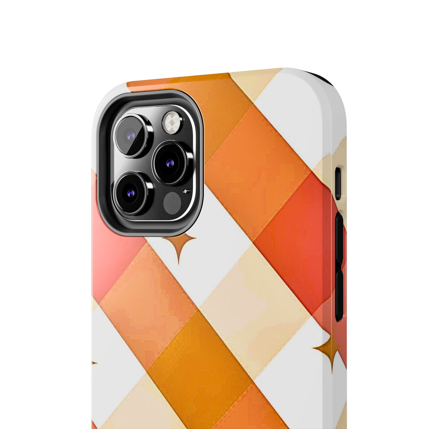 Pastel Orange & Pink Checkered Stars Tough Phone Case | Aesthetic