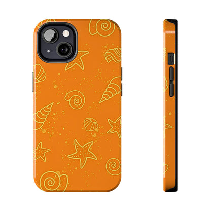 Funda resistente para teléfono con diseño de conchas naranjas | Estética