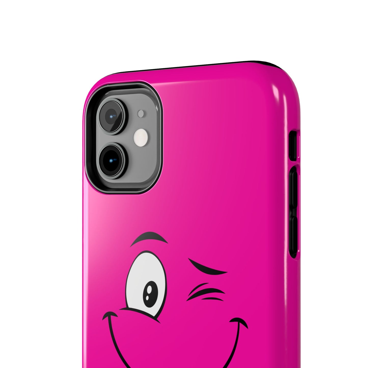 Winking Face Pink Background Cheeky Cartoon Style Tough Phone Case | Funny