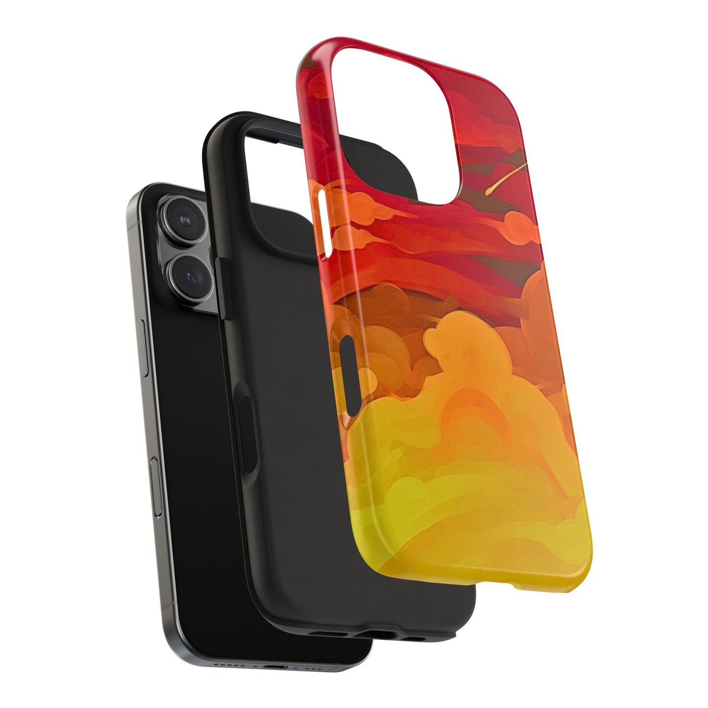 Funda resistente para teléfono con diseño de nubes rojas y naranjas | Estética