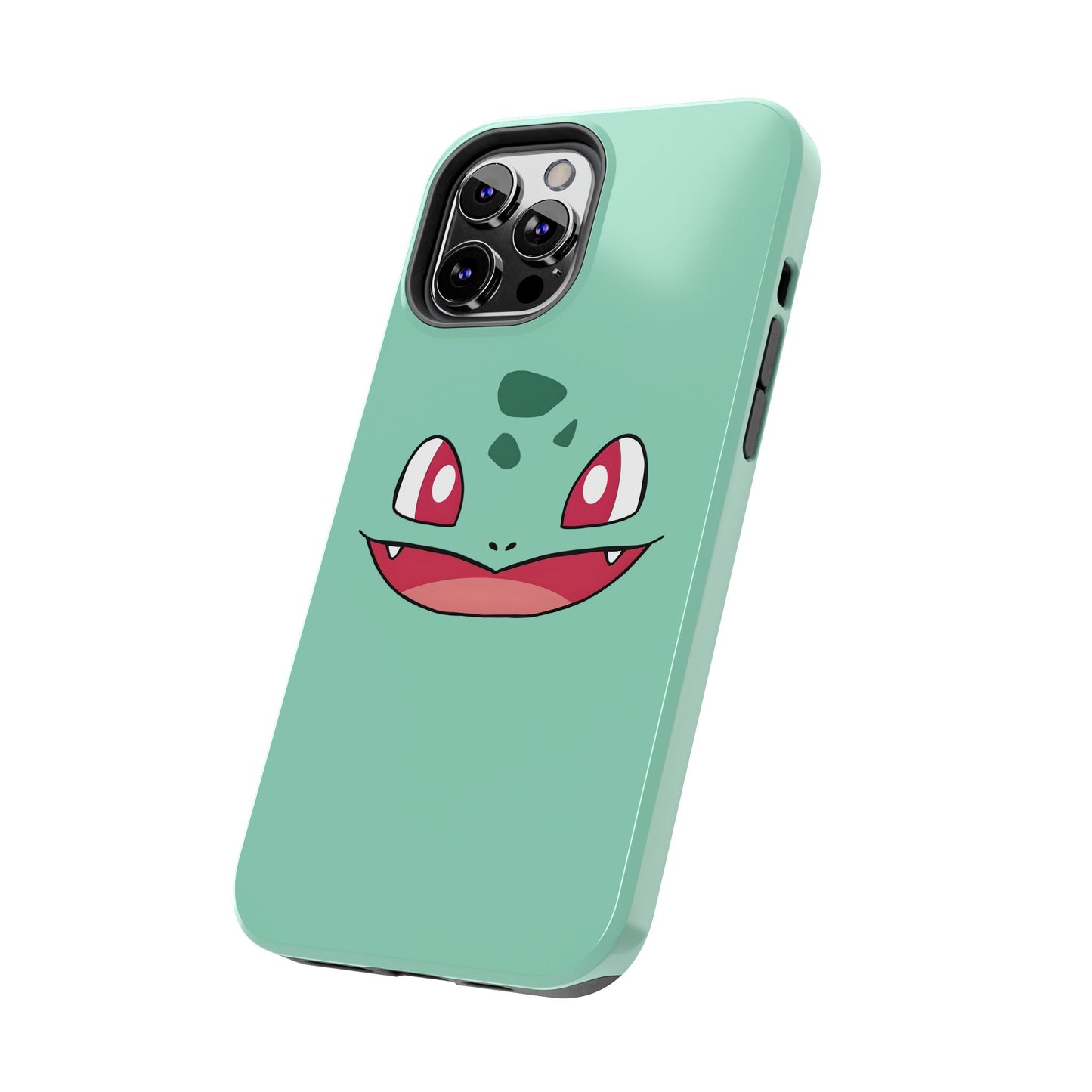 Green Leaf Dino Smile Red Eyes Cute Creature Tough Phone Case | Anime