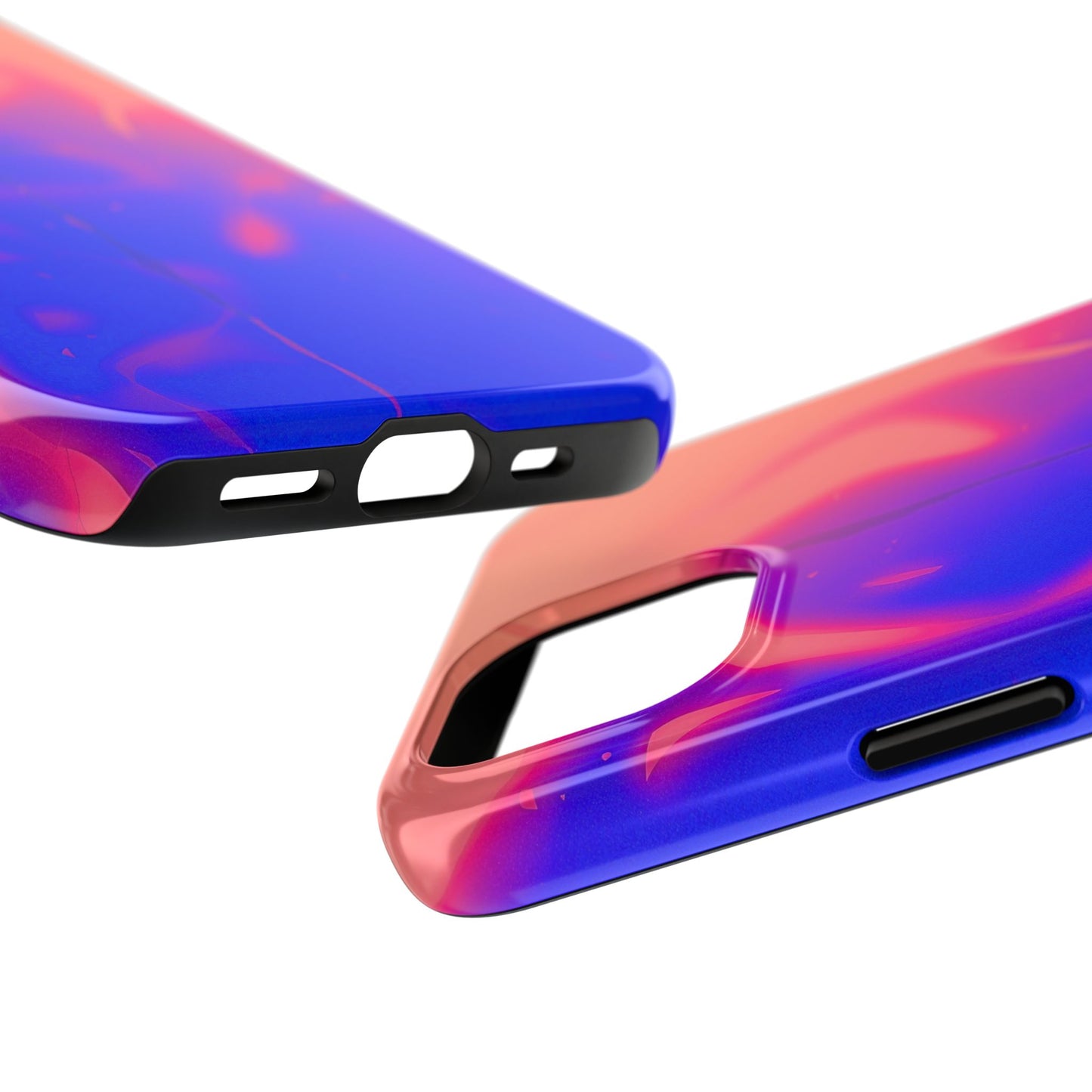 Funda resistente para teléfono con diseño de llamas, degradado abstracto y resplandor del atardecer | Estética