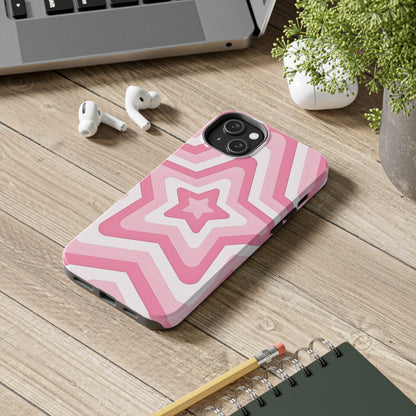 Pink Preppy Star Pattern Style Tough Phone Case | Aesthetic