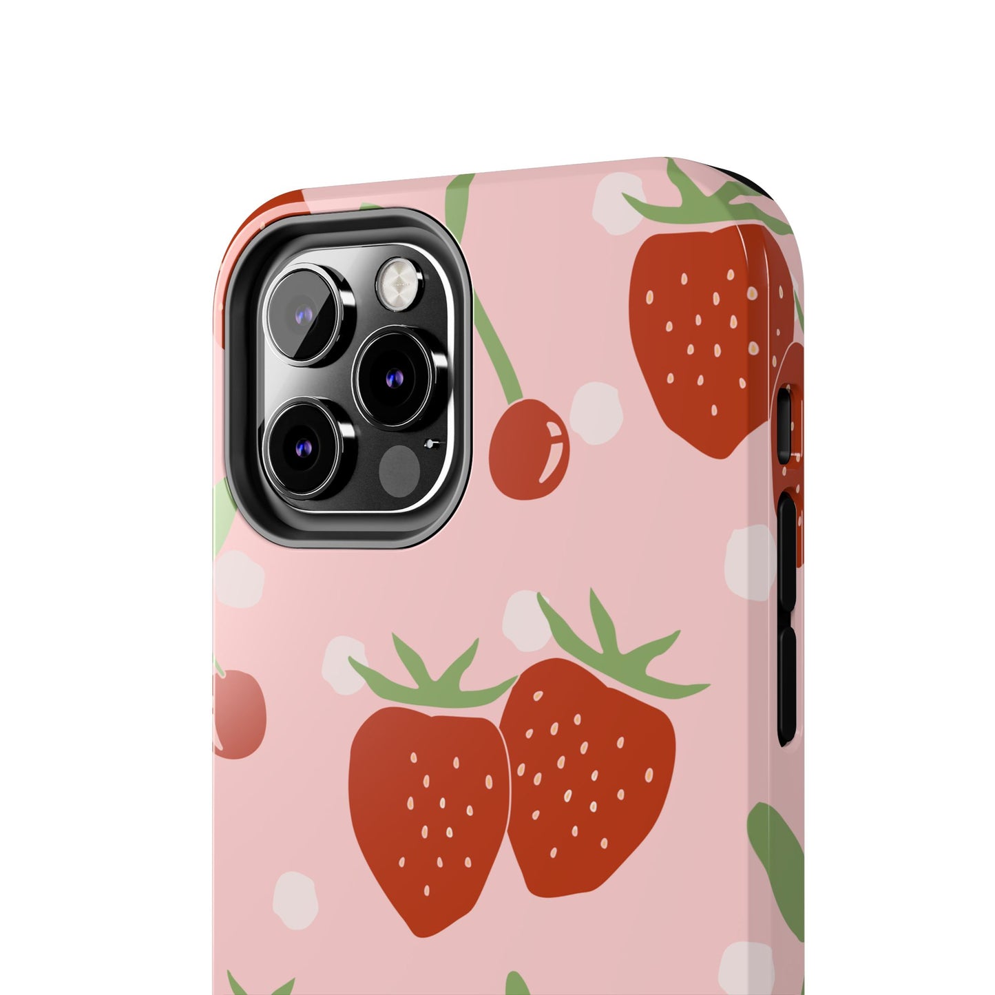 Cute Pink and Red Cherry and Strawberry Tough Phone Case | Food