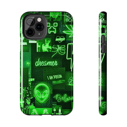 Green Neon Style Tough Phone Case | Aesthetic