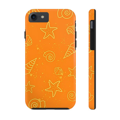 Funda resistente para teléfono con diseño de conchas naranjas | Estética