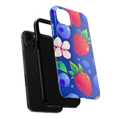 Cute Blueberry Strawberry Fruit Pattern Tough Phone Case | Aesthetic