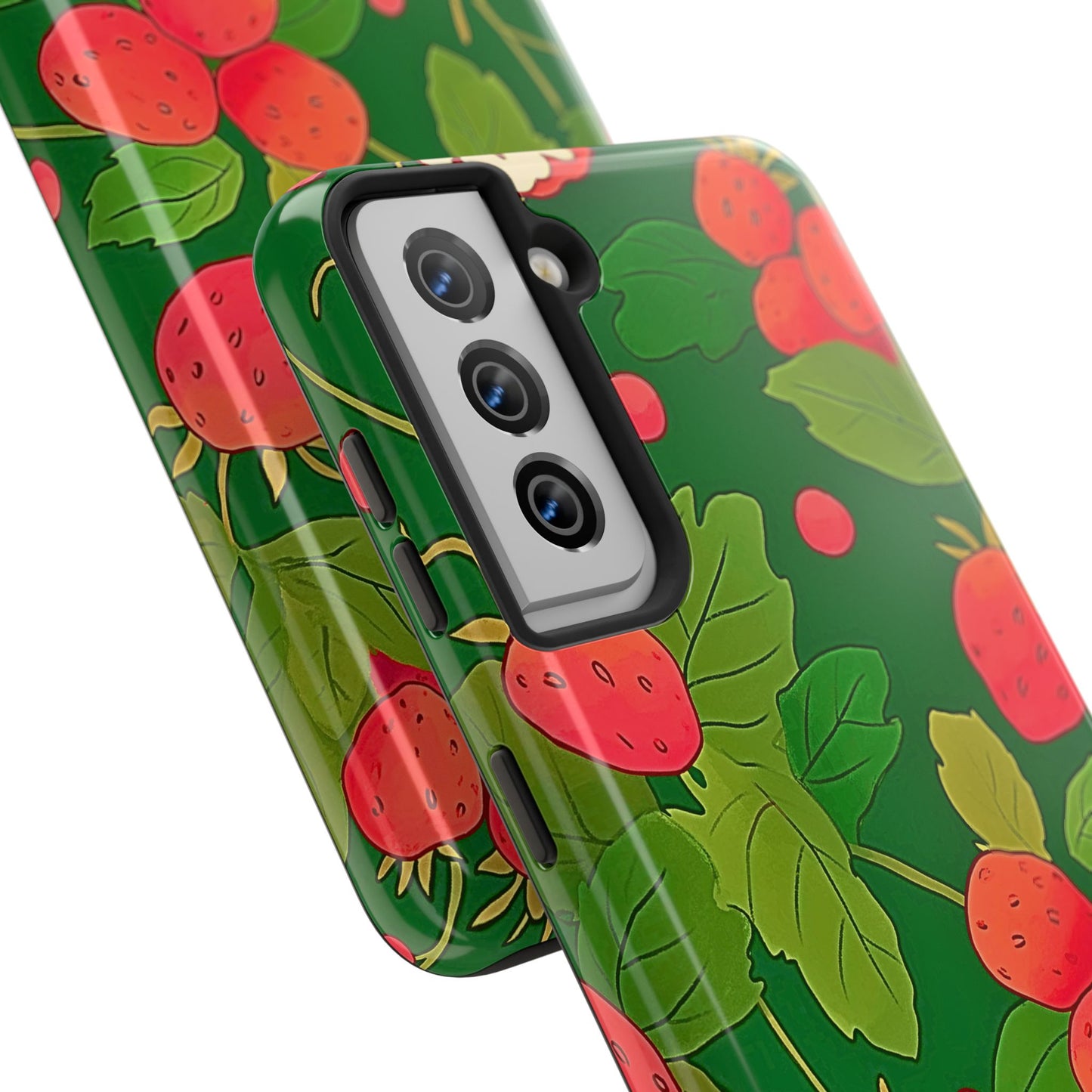 Dark Strawberry Pattern Preppy Tough Phone Case | Aesthetic