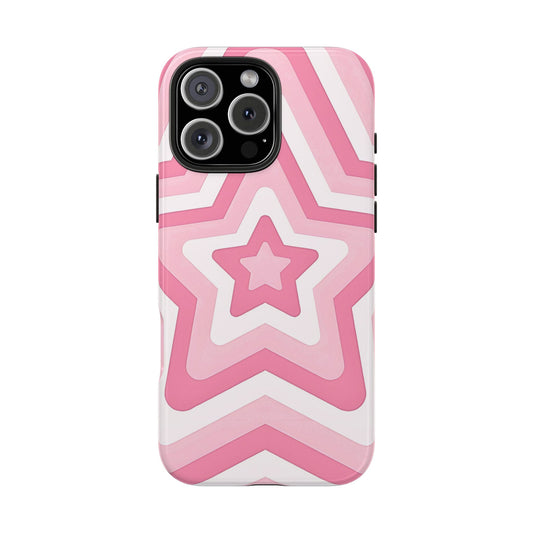 Pink Preppy Star Pattern Style Tough Phone Case | Aesthetic