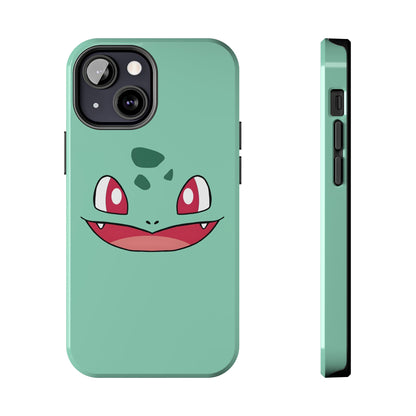 Green Leaf Dino Smile Red Eyes Cute Creature Tough Phone Case | Anime
