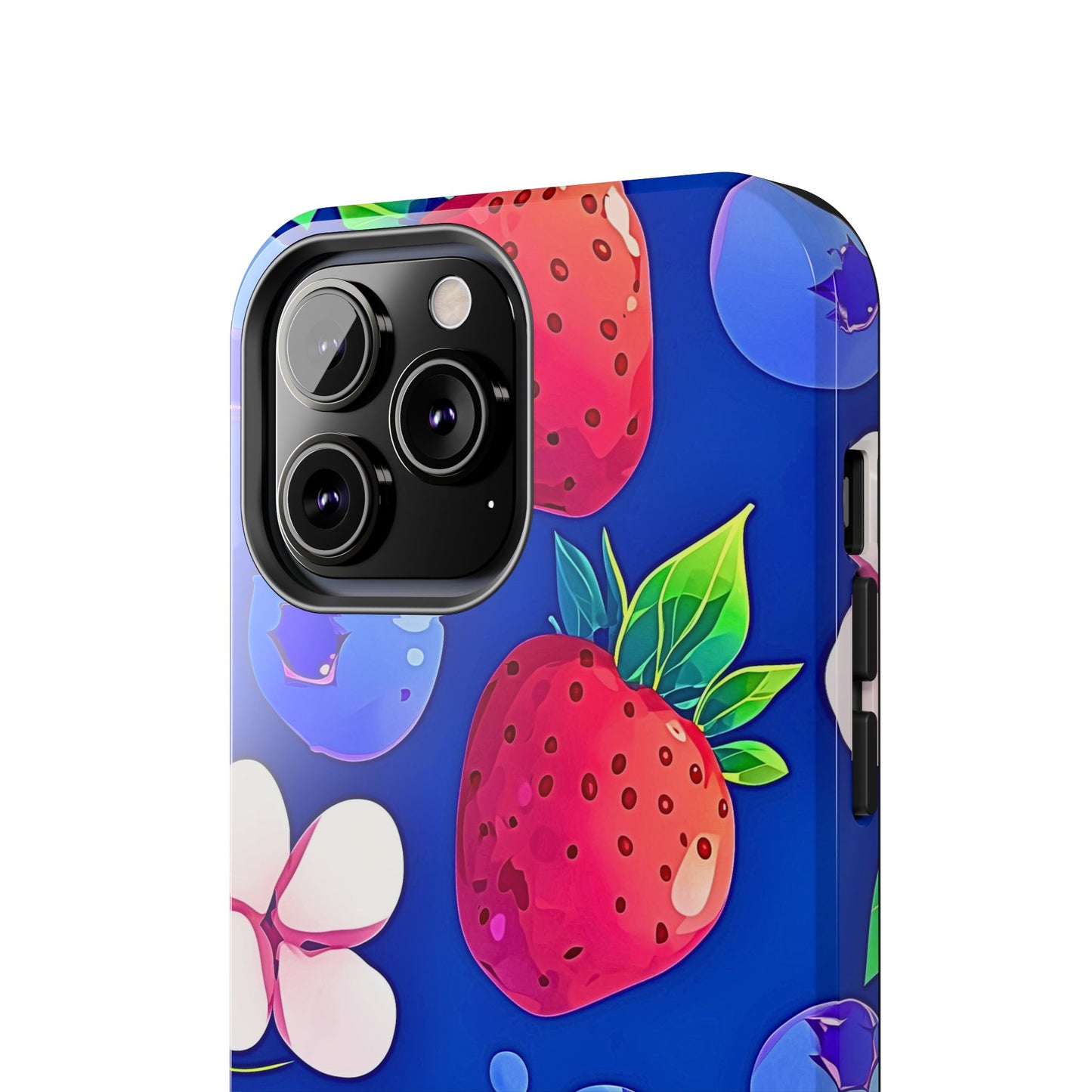 Cute Blueberry Strawberry Fruit Pattern Tough Phone Case | Aesthetic