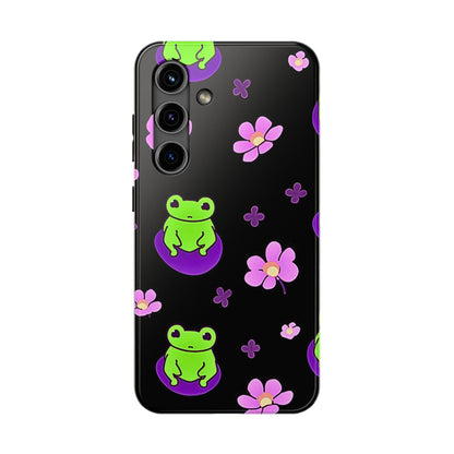 Cute Frog & Pink Flowers Pattern Style Tough Phone Case | Animals
