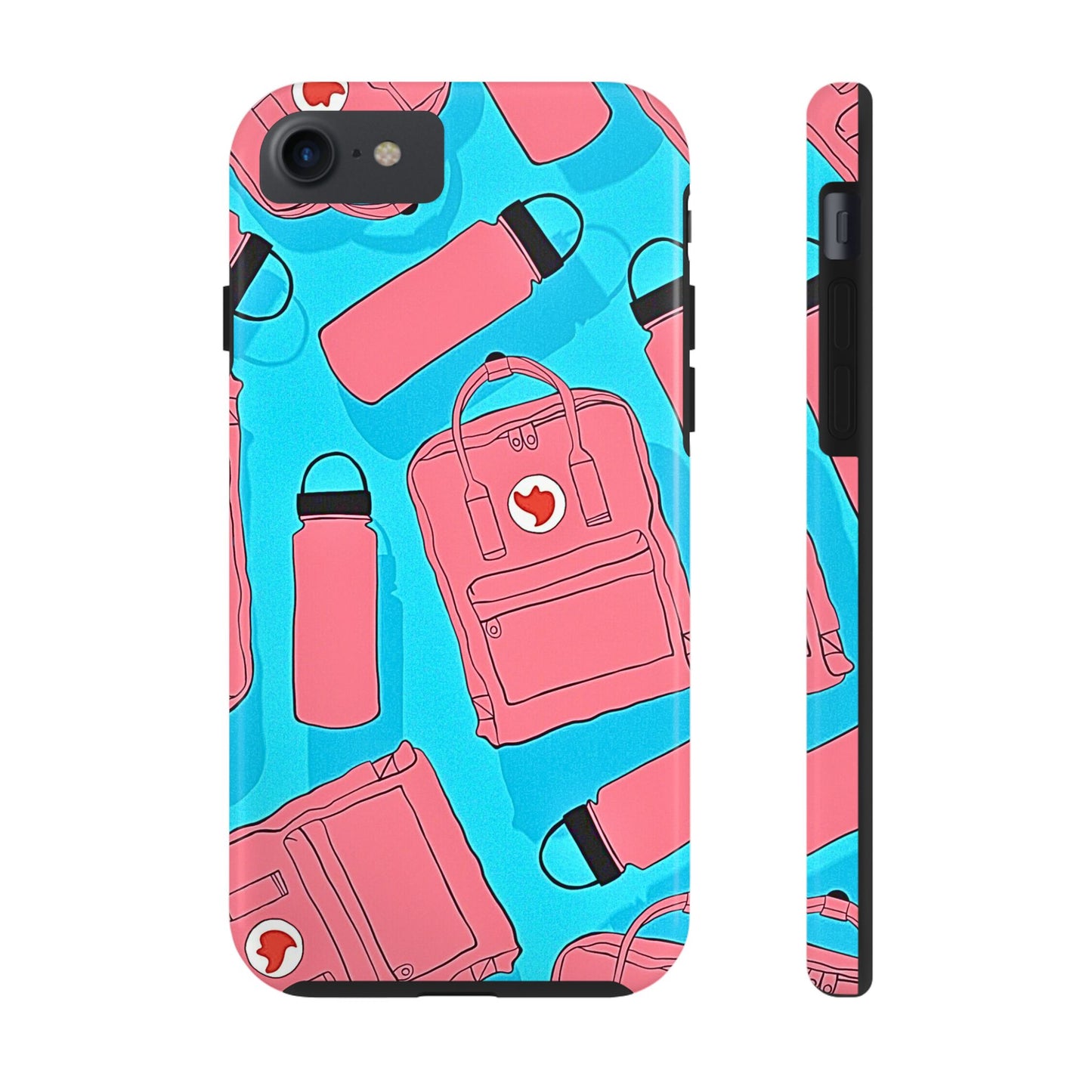 VSCO Kanken Backpack Water Bottle Pink & Blue Tough Phone Case | Aesthetic