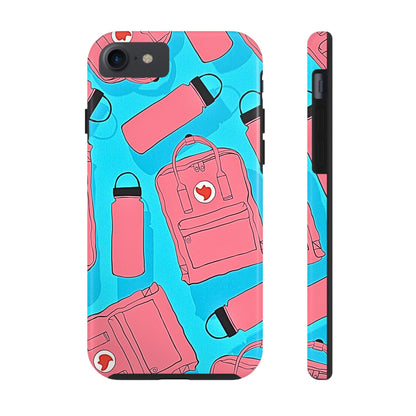 VSCO Kanken Backpack Water Bottle Pink & Blue Tough Phone Case | Aesthetic