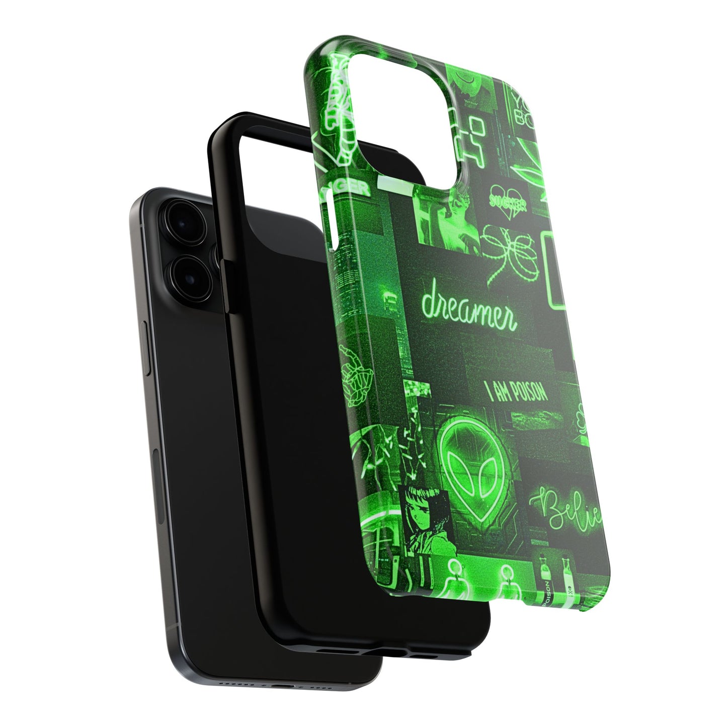 Green Neon Style Tough Phone Case | Aesthetic
