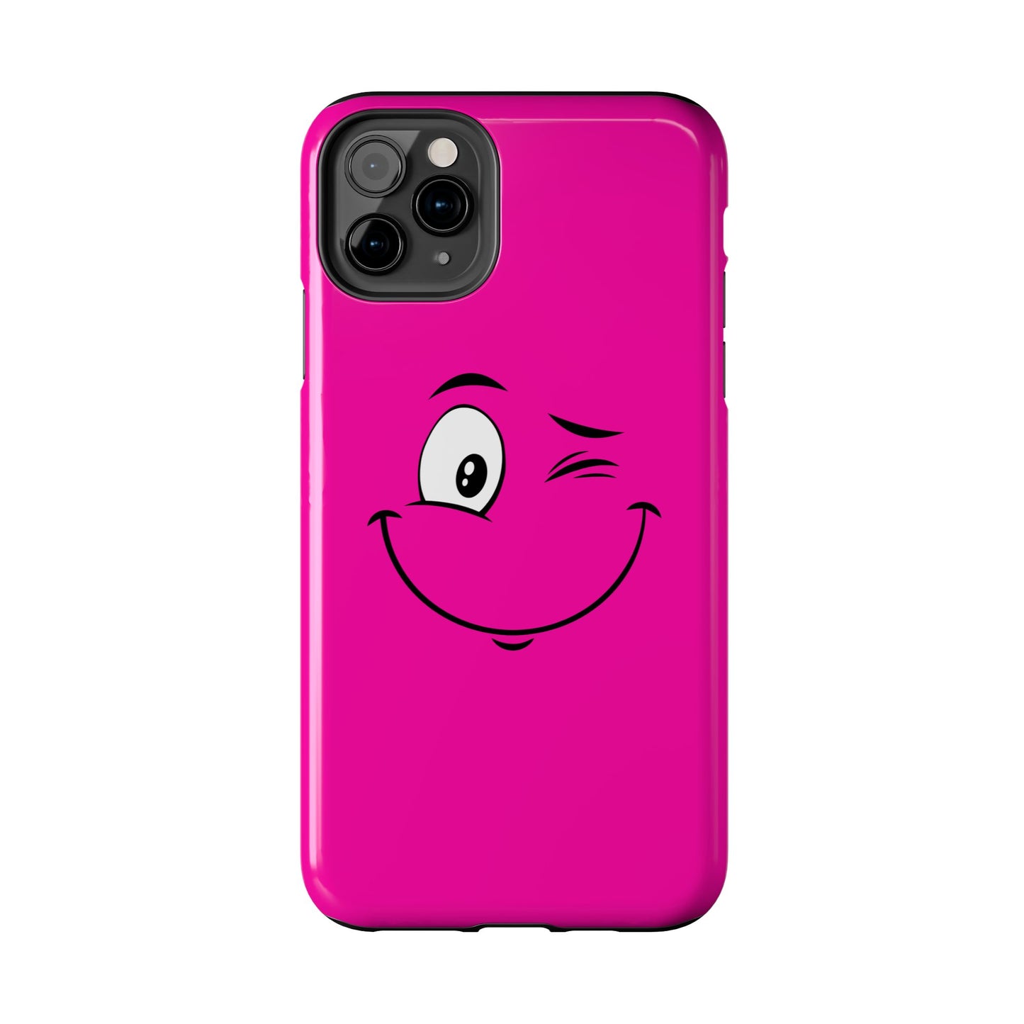 Winking Face Pink Background Cheeky Cartoon Style Tough Phone Case | Funny