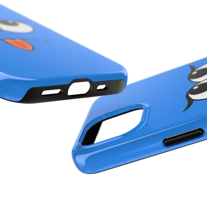 Silly Tongue Out Cartoon Face Blue Background Tough Phone Case | Funny