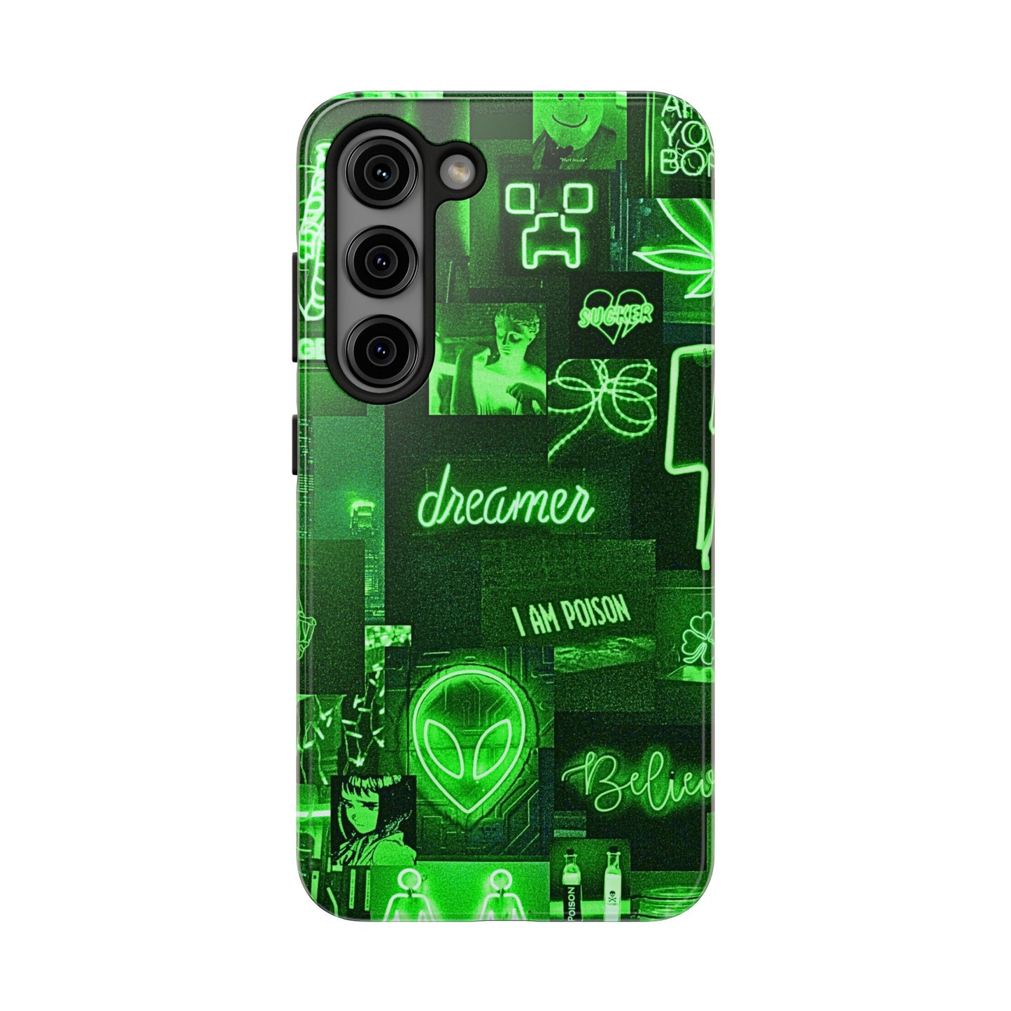 Green Neon Style Tough Phone Case | Aesthetic
