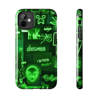 Green Neon Style Tough Phone Case | Aesthetic