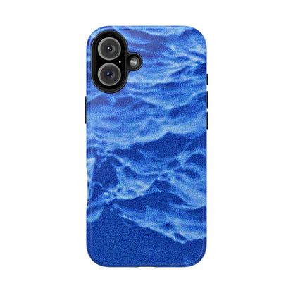 Funda resistente para teléfono azul oscuro con olas del océano borrosas | Estética