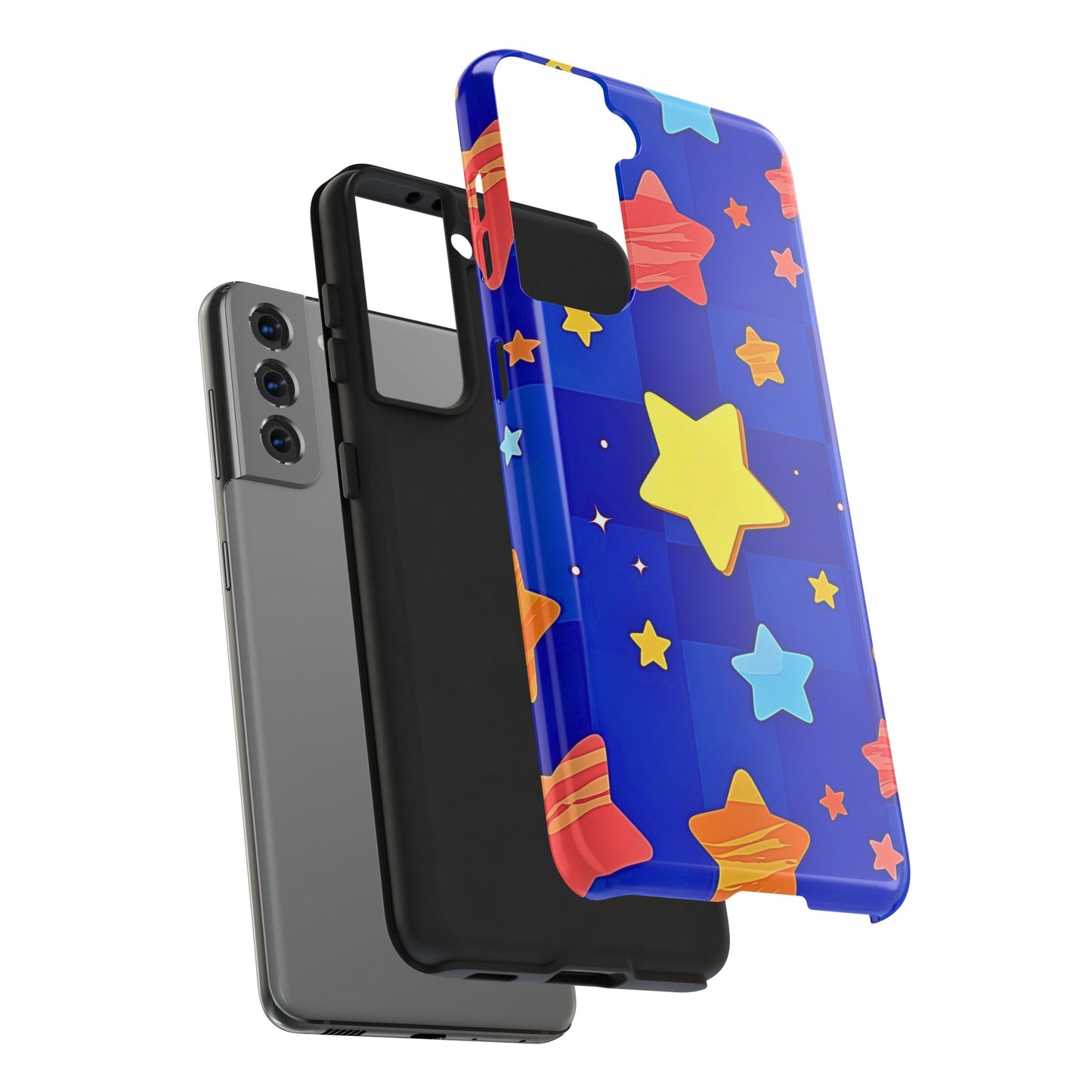 Funda resistente para teléfono con estampado de estrellas vibrantes y preppy | Estética