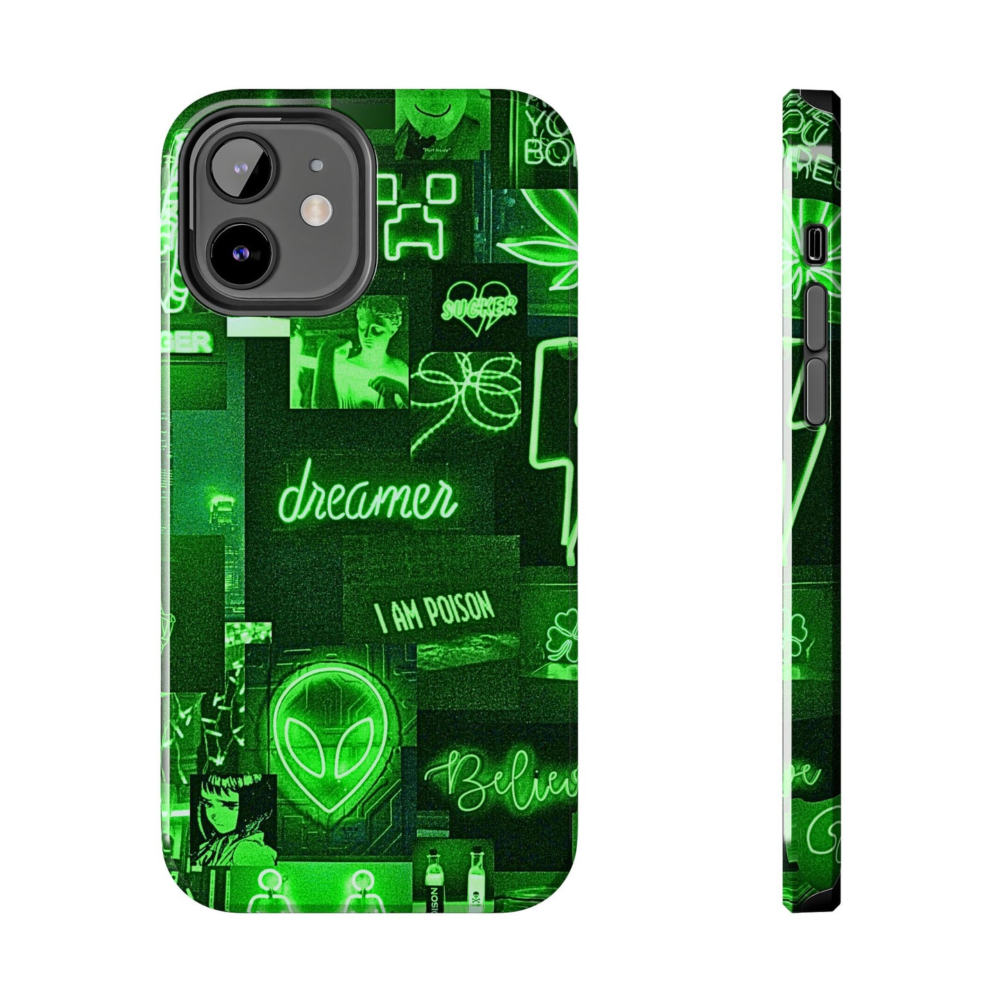 Green Neon Style Tough Phone Case | Aesthetic