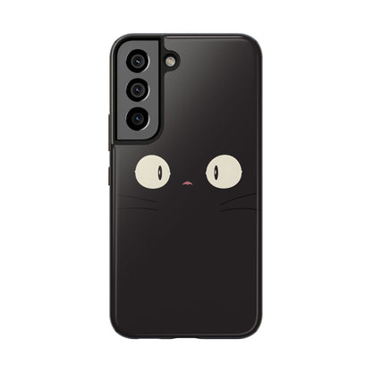 Adorable Black Cat Face and Eyes Minimal Tough Phone Case | Animals
