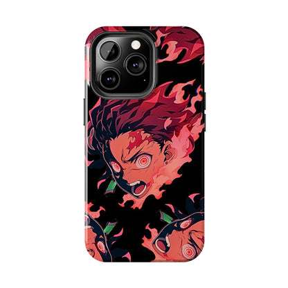 Tanjiro Kamado Flamed Style Black Tough Phone Case | Anime - Demon Slayer
