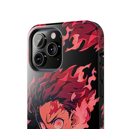Tanjiro Kamado Flamed Style Black Tough Phone Case | Anime - Demon Slayer