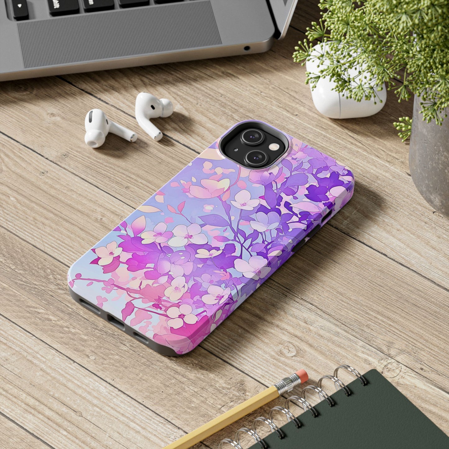 Funda resistente para teléfono con delicados estampados florales en tonos pastel | Estética