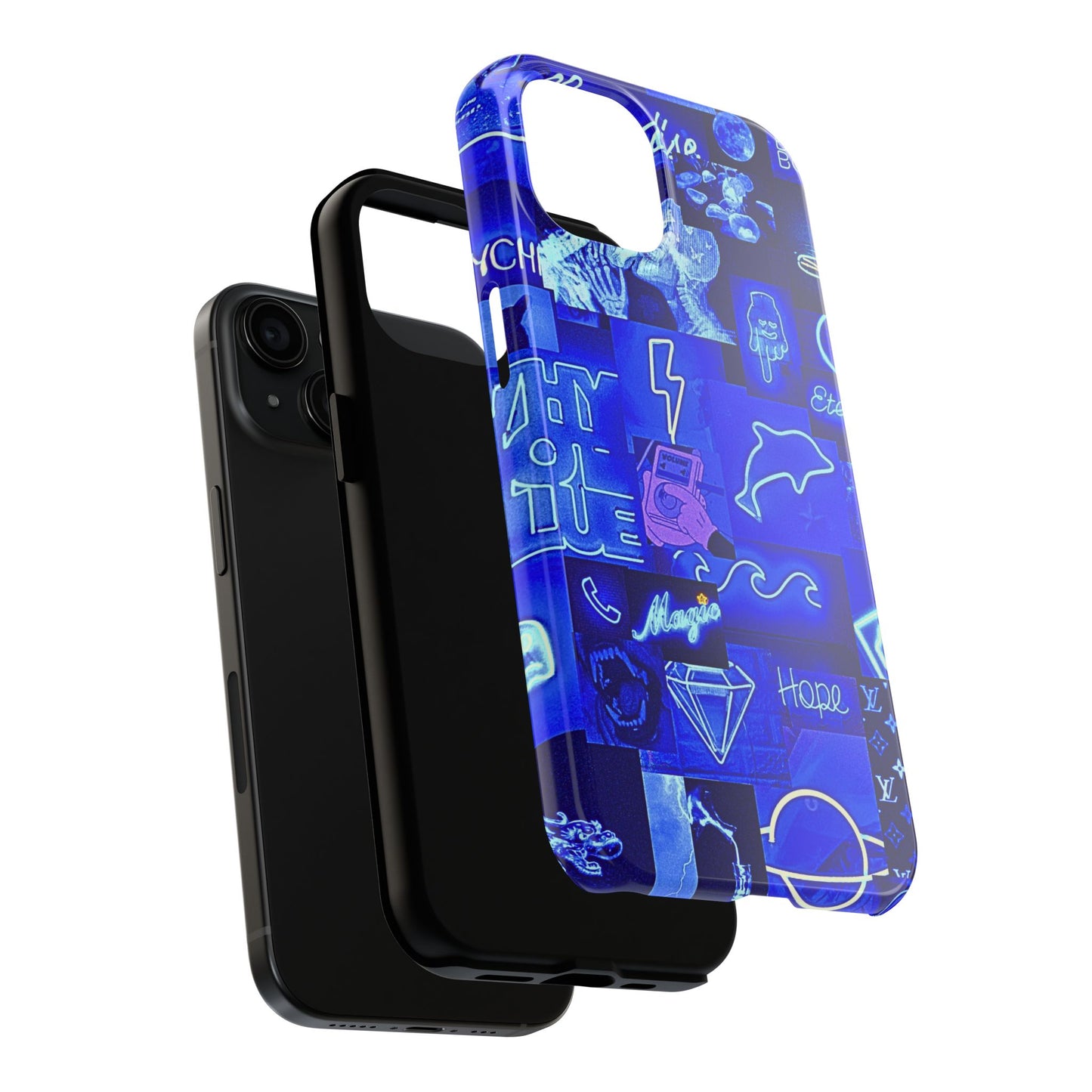 Blue Neon Style Tough Phone Case | Aesthetic