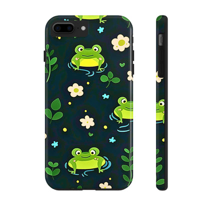 Kawaii Froggy Pattern Black Tough Phone Case | Animals