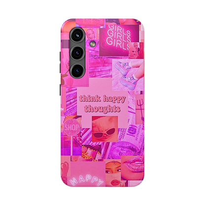 Think Happy Thoughts Pink Tough Phone Case | Aesthetic