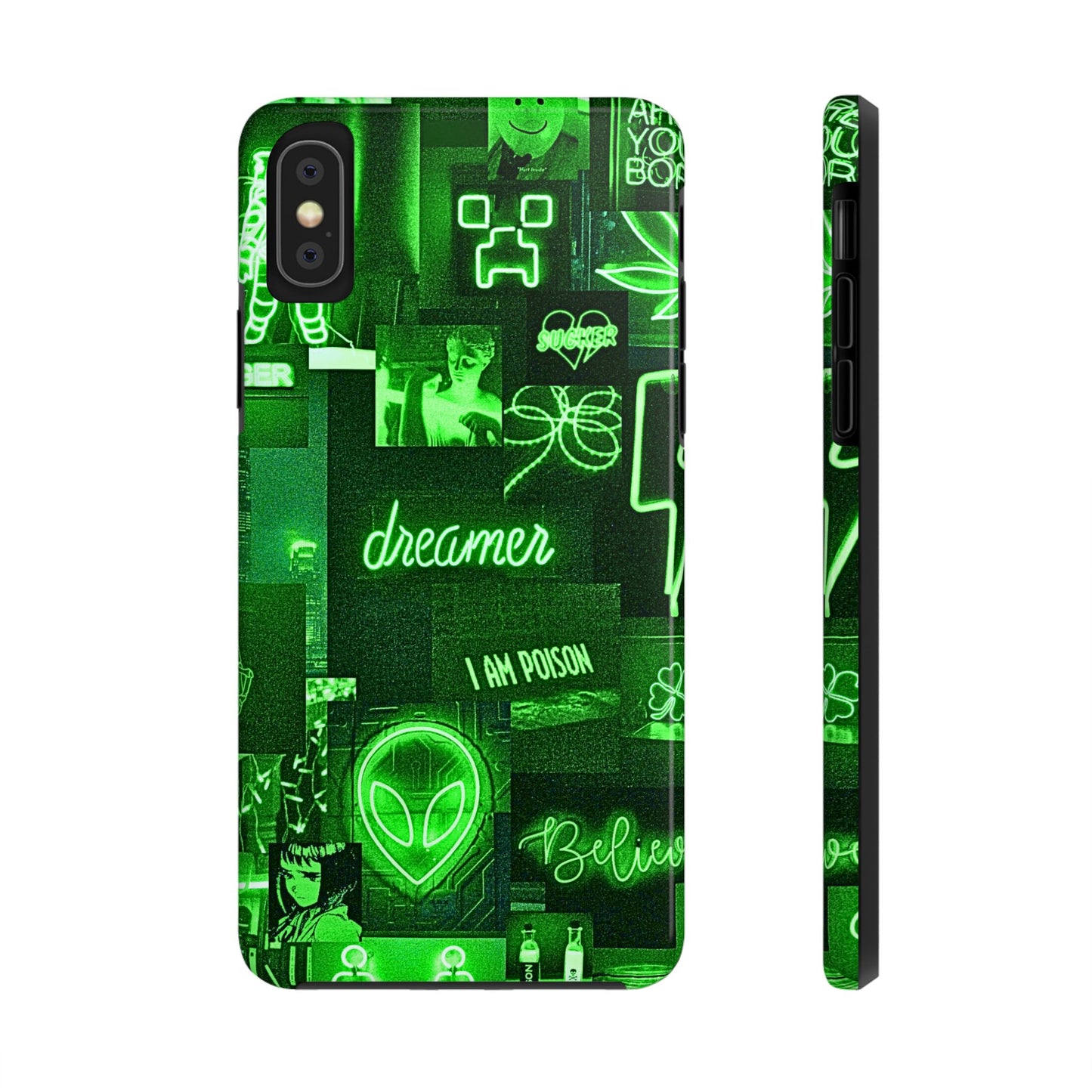 Green Neon Style Tough Phone Case | Aesthetic