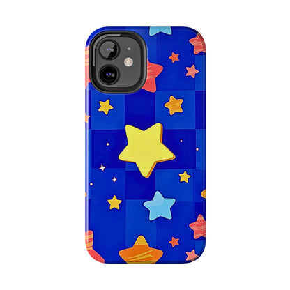 Funda resistente para teléfono con estampado de estrellas vibrantes y preppy | Estética