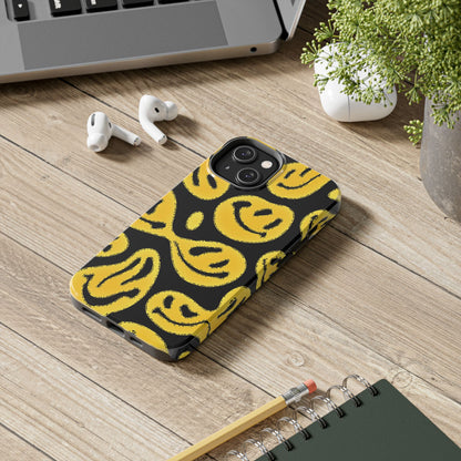 Funda resistente para teléfono con cara sonriente psicodélica colorida (versión 1) | Estética